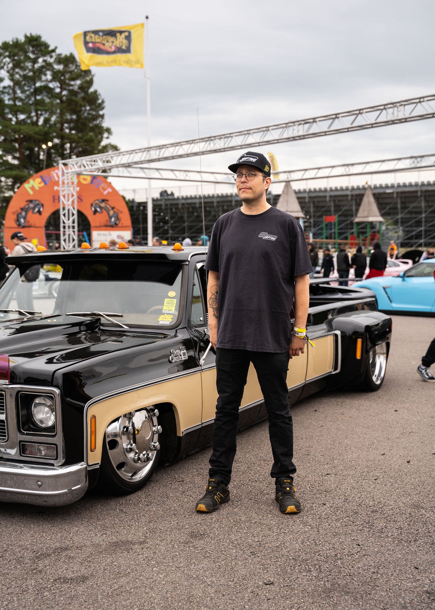 JIM OLOFSSON DRIFTING / JOD LOGO T-SHIRT - Acidwash Black