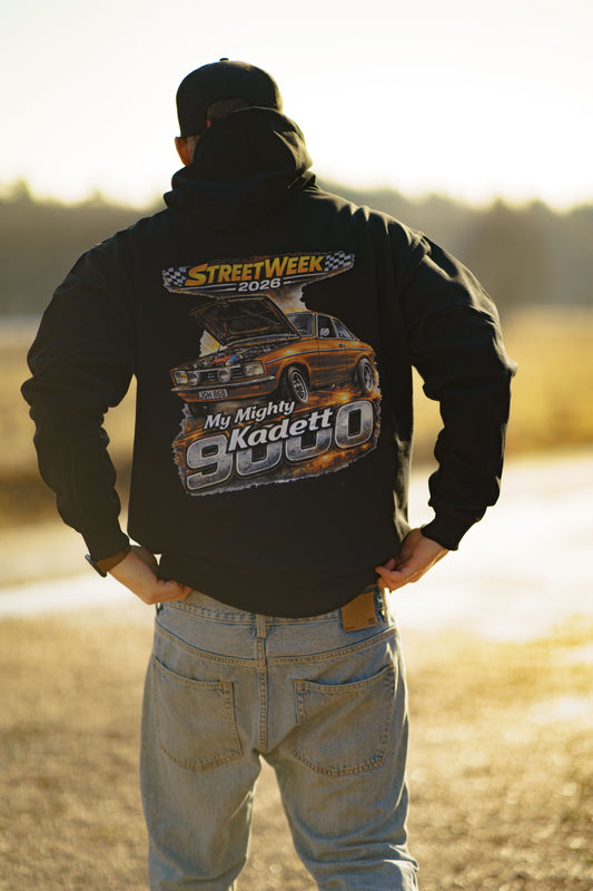 Mighty Kadett 9000 Svart Hoodie - Ryggtryck